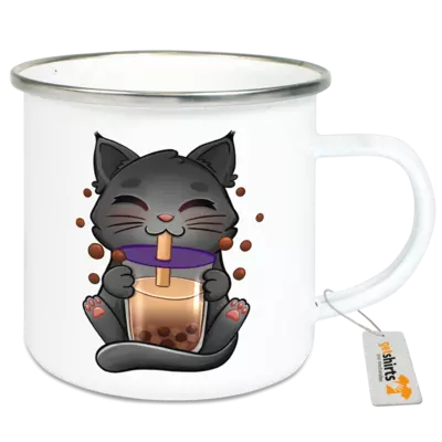 Motiv: Emaille-Tasse - Bubbletea Katze
