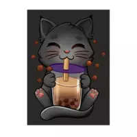Motiv: Poster A1 - Bubbletea Katze - bestimme auf Wunsch Details wie Produkt, Grösse, Farbe und Position selbst ! Motiv: Poster A1 - Bubbletea Katze