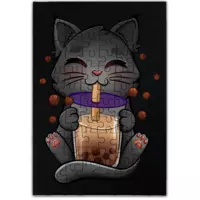 Motiv: Puzzle - Bubbletea Katze - bestimme auf Wunsch Details wie Produkt, Grösse, Farbe und Position selbst ! Motiv: Puzzle - Bubbletea Katze