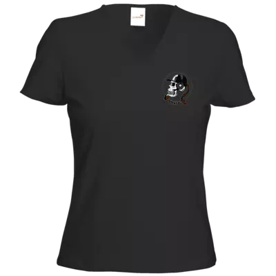 Motiv: T-Shirt Damen V-Neck Classic - STV Twitch-Skull - bestimme auf Wunsch Details wie Produkt, Grösse, Farbe und Position selbst ! Motiv: T-Shirt Damen V-Neck Classic - STV Twitch-Skull