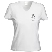 Motiv: T-Shirts Damen V-Neck FAIR WEAR - Taschen-Pingu 