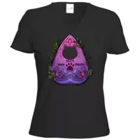 Motiv: T-Shirt Damen V-Neck Classic - Cat Ouija - bestimme auf Wunsch Details wie Produkt, Grösse, Farbe und Position selbst ! Motiv: T-Shirt Damen V-Neck Classic - Cat Ouija