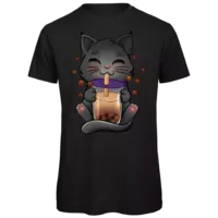 Motiv: Organic T-Shirt - Bubbletea Katze - bestimme auf Wunsch Details wie Produkt, Grösse, Farbe und Position selbst ! Motiv: Organic T-Shirt - Bubbletea Katze