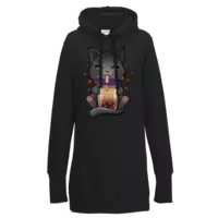 Motiv: Lady Longline Hoodie - Bubbletea Katze - bestimme auf Wunsch Details wie Produkt, Grösse, Farbe und Position selbst ! Motiv: Lady Longline Hoodie - Bubbletea Katze