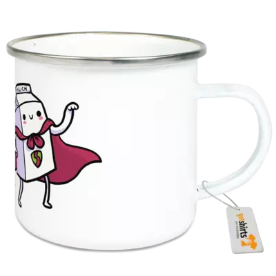 Motiv: Emaille-Tasse - supermilich - the hero of milk