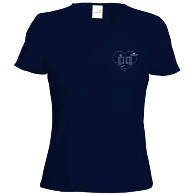 Motiv: T-Shirt Damen V-Neck Classic - Strandzelte mit Herz 