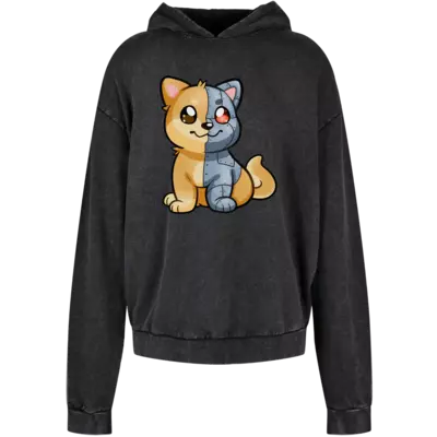 Motiv: Acid Washed Oversize Hoodie - DarkShirah Logo 